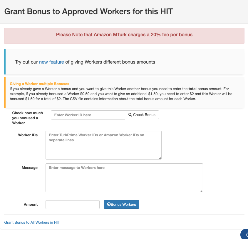 Grant Bonus to Approved Workers