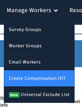 Create Compensation HIT option in TurkPrime interface
