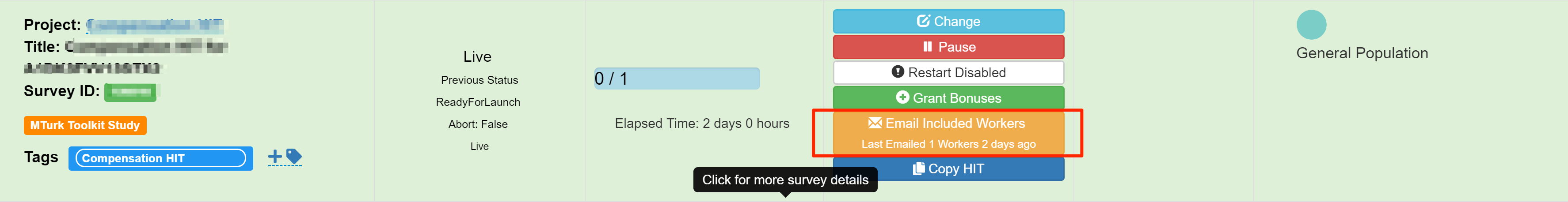 Email Included Workers on TurkPrime Dashboard