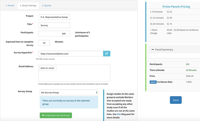 TurkPrime Study Settings US Census