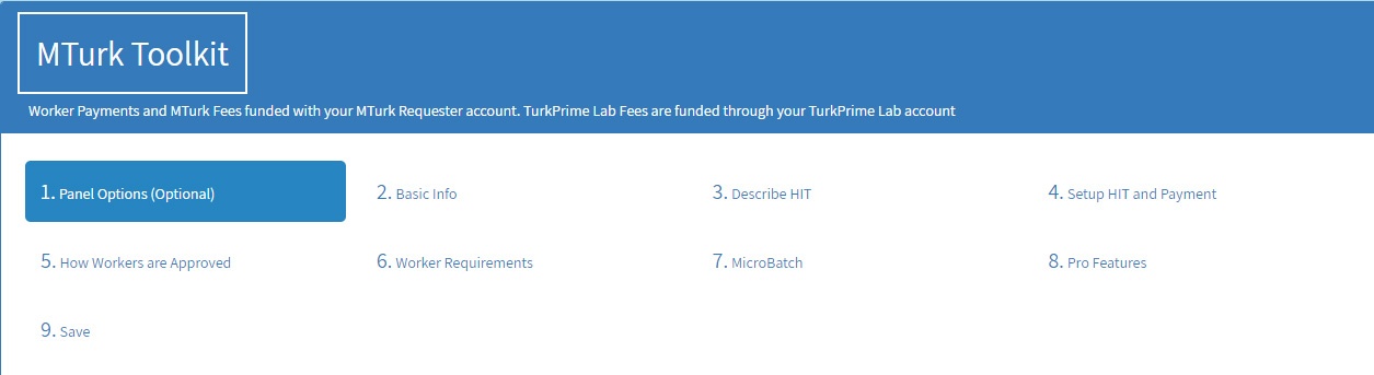 TurkPrime MTurk Toolkit Panel Options